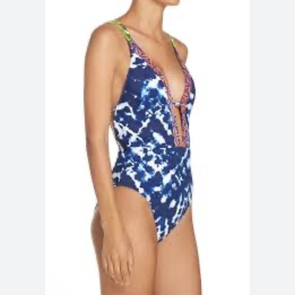 LaBlaca Island Mix Plunge One Piece Swimsuit Size 8 - Picture 1 of 9